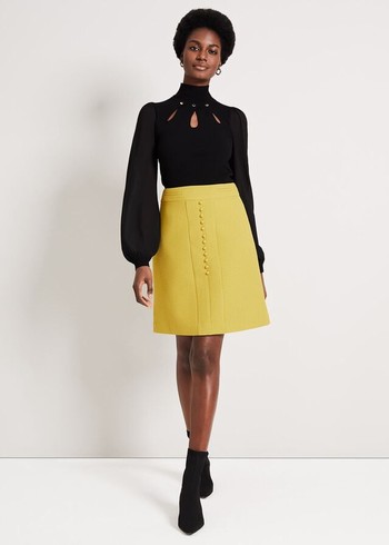 Phase Eight Skye Textured Skirts Mustard USA | 2176453-KT